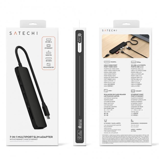 Satechi ST-P7SK interface hub USB Type-C 10000 Mbit/s Black Satechi ST-P7SK interface hub USB Type-C 10000 Mbit/s Black