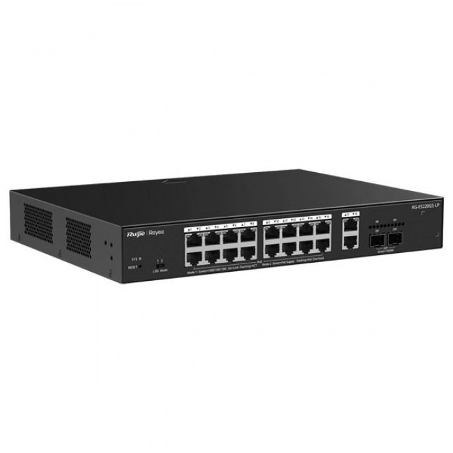 Ruijie Networks RG-ES220GS-LP network switch Managed L2 Gigabit Ethernet (10/100/1000) Power over Ethernet (PoE) Desktop Black