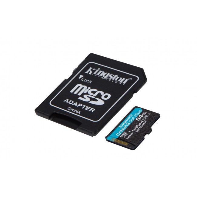 Kingston Technology 64GB microSDXC Canvas Go Plus 170R A2 U3 V30 Card + ADP