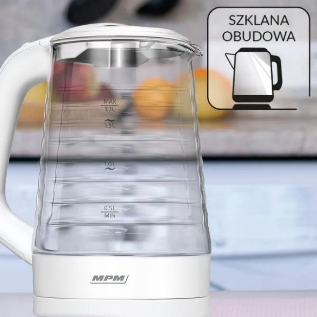MPM MCZ-124 electric kettle 1.7 L 2200 W White MPM MCZ-124 electric kettle 1.7 L 2200 W White