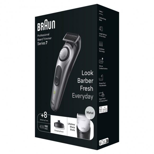 Braun BeardTrimmer 7 BT7420 Battery 40 2 cm Black, Grey
