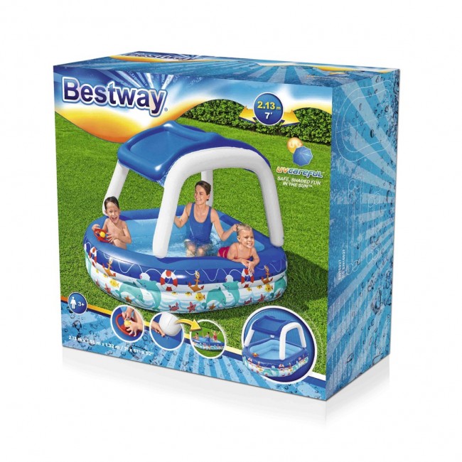 Inflatable pool+canopy 213x155x132 B54370