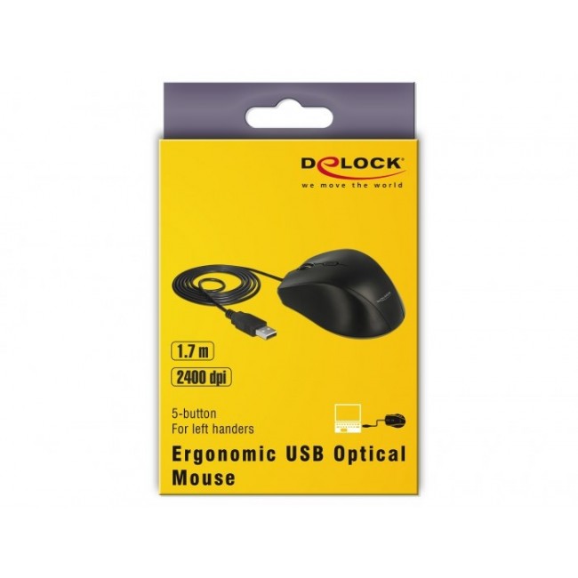 DeLOCK 12548 mouse Office Left-hand USB Type-A Optical 2400 DPI DeLOCK 12548 mouse Office Left-hand USB Type-A Optical 2400 DPI
