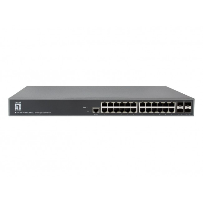 LevelOne TURING 28-Port L3 Lite Managed Gigabit Switch, 24 x 1G RJ45, 4 x 1G/10G SFP+ Uplinks