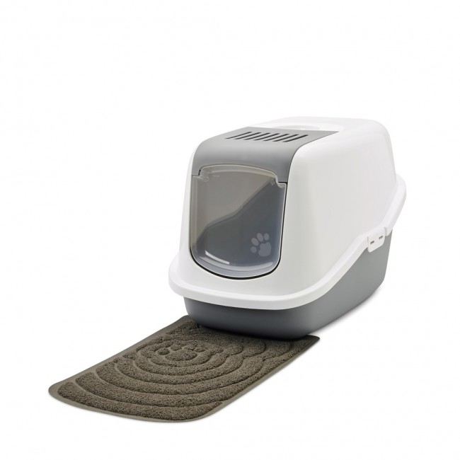 SAVIC Nestor White-Grey - Covered Cat Litter Box - 56x39x38.5 cm - 1 pc SAVIC Nestor White-Grey - Covered Cat Litter Box - 56x39x38.5 cm - 1 pc