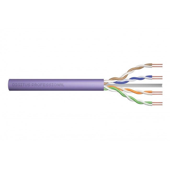DIGITUS Cat.6 Installation Cable, U/UTP, B2ca, AWG 23/1, LSOH, 100m, Purple,