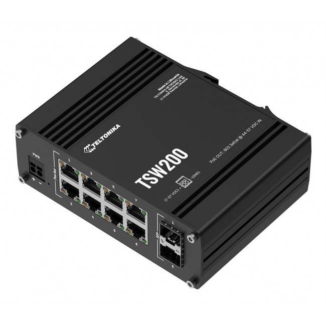 Teltonika TSW200 Unmanaged Gigabit Ethernet (10/100/1000) Power over Ethernet (PoE) Black