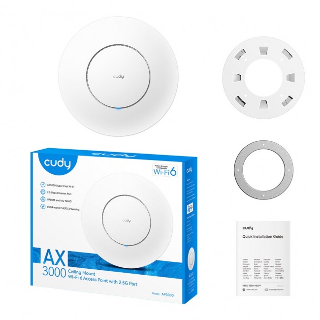 Cudy AP3000 wireless access point 2402 Mbit/s White Power over Ethernet (PoE)