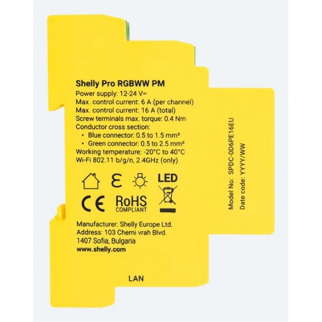 Shelly Pro RGBWW PM Wireless Yellow Shelly Pro RGBWW PM Wireless Yellow