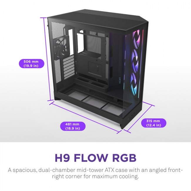 NZXT H9 Flow RGB+ Midi Tower Black