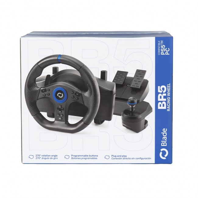 Blade BL7002 Gaming Controller Black, Blue USB Steering wheel + pedals + shifter PC, PlayStation 5 Blade BL7002 Gaming Controller Black, Blue USB Steering wheel + pedals + shifter PC, PlayStation 5
