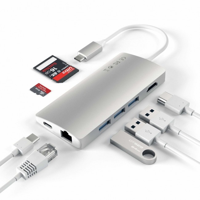 Satechi ST-TCMA2S laptop dock/port replicator USB 3.2 Gen 1 (3.1 Gen 1) Type-C Silver