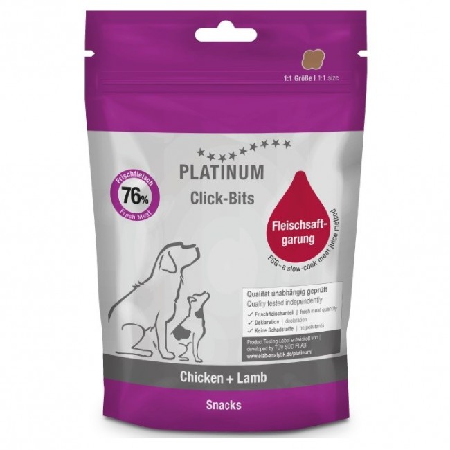 PLATINUM Click-Bits Chicken+Lamb - dog treat - 150g