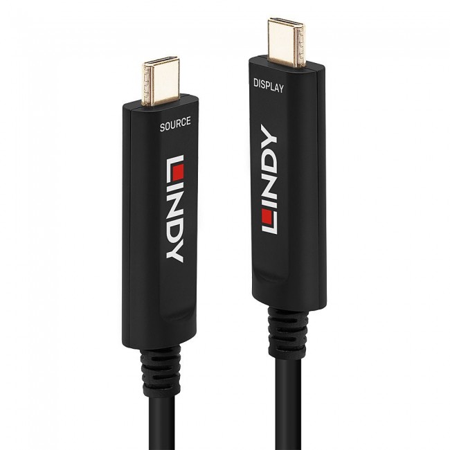 Lindy 15m Fibre Optic Hybrid USB Type C Cable, Audio / Video Only