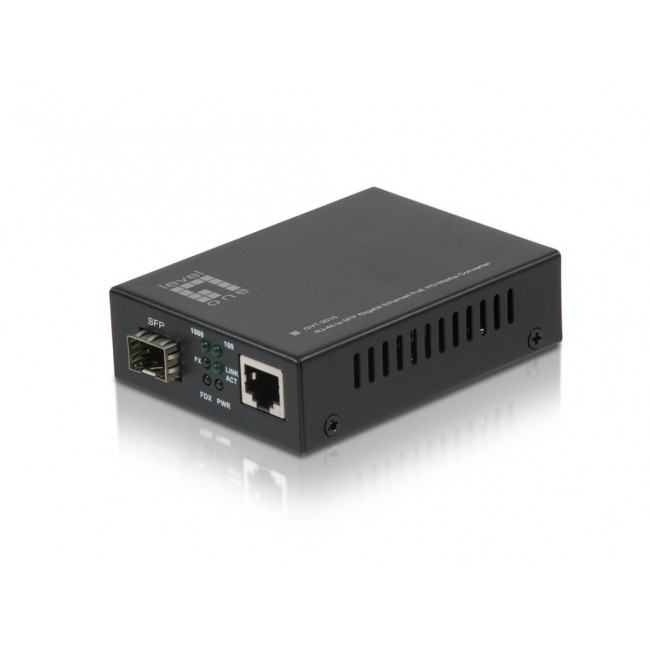 LevelOne RJ45 to SFP Gigabit Media Converter, PoE PD