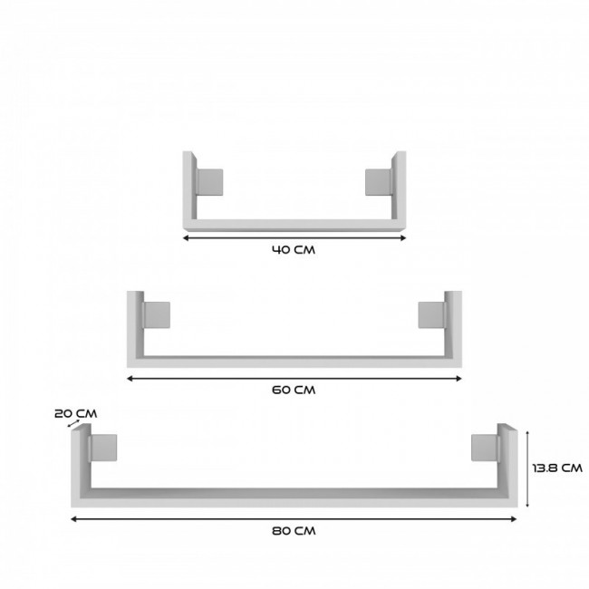 Topeshop MOBI 3P BIEL shelve Floating shelf Wall mounted Particle board White