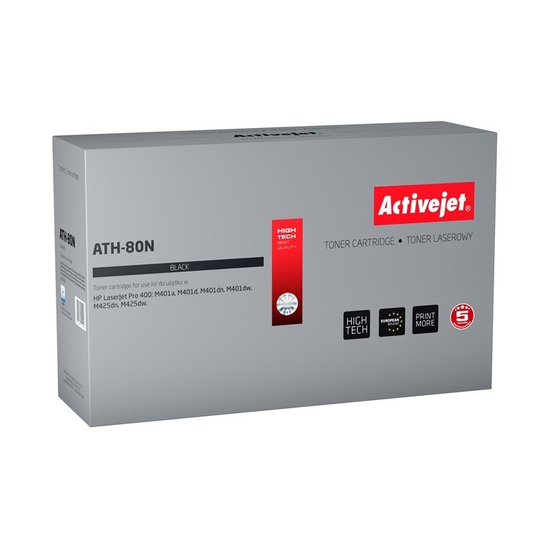 Activejet ATH-80N Toner (replacement for HP 80A CF280A Supreme 3500 pages black)