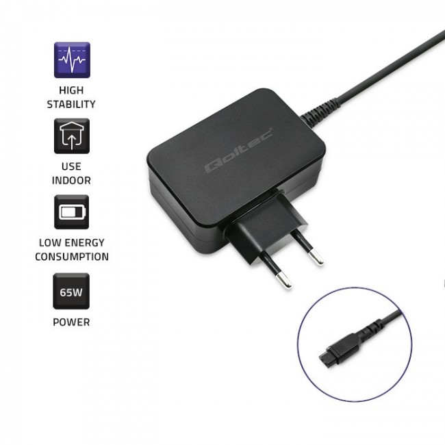 Qoltec 52414 Universal power adapter for laptop 65W | Automatic | MultiPlug | 10 plugs Qoltec 52414 Universal power adapter for laptop 65W | Automatic | MultiPlug | 10 plugs