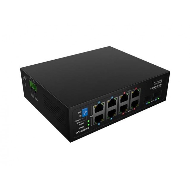 LANBERG ILGE-8P-2S-120 LIGHT INDUSTRIAL POE SWITCH 4XBT 4XAT 2XSFP DIN GIGABIT ETHERNET LANBERG ILGE-8P-2S-120 LIGHT INDUSTRIAL POE SWITCH 4XBT 4XAT 2XSFP DIN GIGABIT ETHERNET