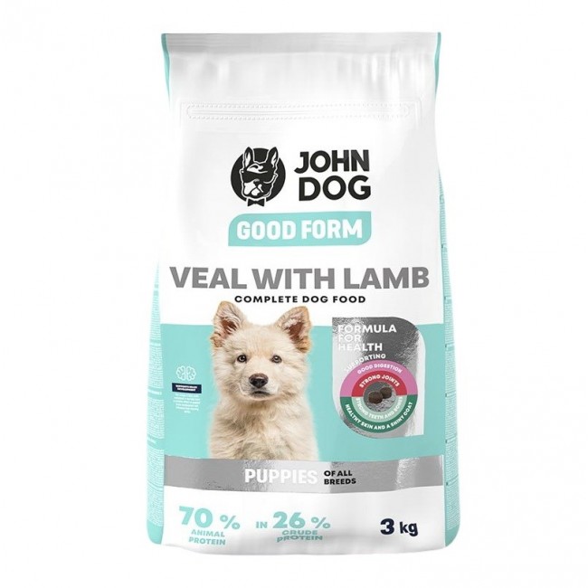 JOHN DOG Junior Good Form Veal with lamb - dry dog food - 3kg JOHN DOG Junior Good Form Veal with lamb - dry dog food - 3kg