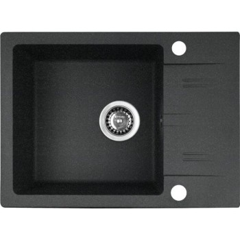 PYRAMIS LEFKADA sink (59x44) 1B 1D black + Lungo volcano Black Edition tap - 070261111LBE
