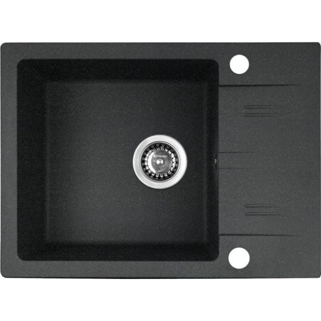 PYRAMIS LEFKADA sink (59x44) 1B 1D black + Lungo volcano Black Edition tap - 070261111LBE