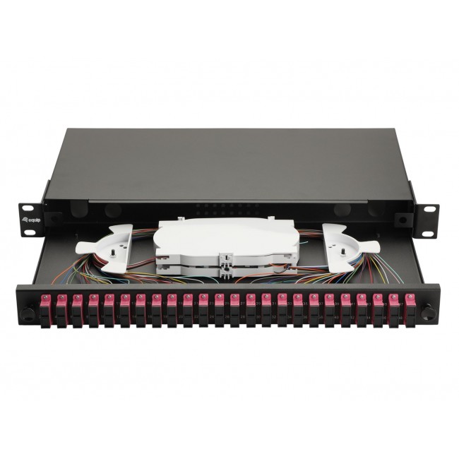 Equip 24-Port Fiber Optic Splice Box, SC Duplex, OM4, 1U, Equipped, Blac