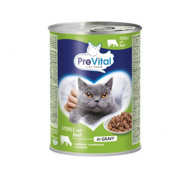 PREVITAL Cat Food Sterile Beef in Sauce - Wet Food for Cats - 415g PREVITAL Cat Food Sterile Beef in Sauce - Wet Food for Cats - 415g