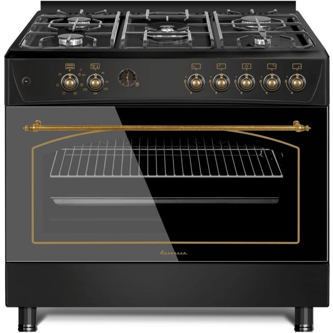 Ravanson KWGE-K90-6 TOP CHEF cooker Freestanding cooker Electric Gas Black Ravanson KWGE-K90-6 TOP CHEF cooker Freestanding cooker Electric Gas Black