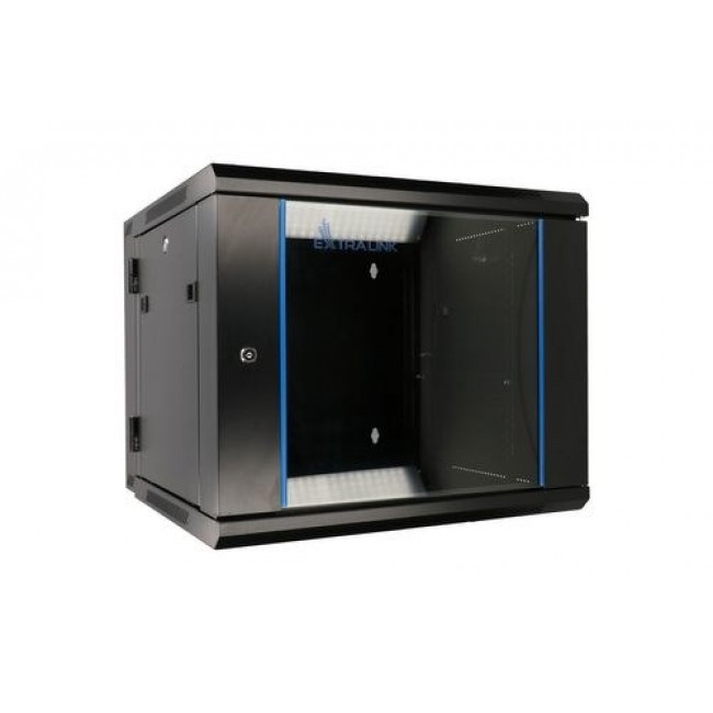 Extralink Rackmount cabinet 12U 600x600 AZH Black wall mounted, swing type