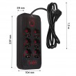 Maclean power strip, 6 socket extension + 4xUSB, 110-240V AC 50/60Hz, 2.1A max 2500W, 1.5 m, black, MCE389 B Maclean power strip, 6 socket extension + 4xUSB, 110-240V AC 50/60Hz, 2.1A max 2500W, 1.5 m, black, MCE389 B