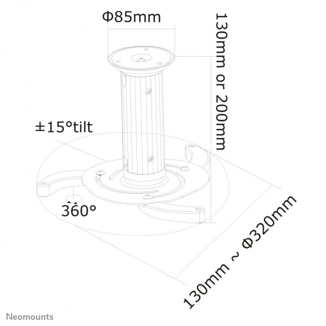 Neomounts BEAMER-C80 Beamer ceiling mount - h 13-20 cm - full motion