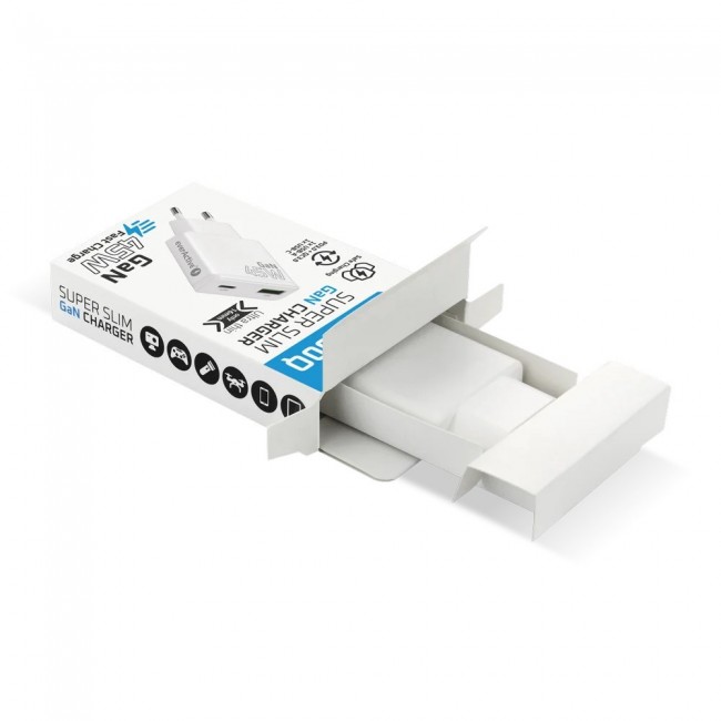 Charger GaN 1x USB-C, 1x USB Quick Charge 3.0 45W PD white Charger GaN 1x USB-C, 1x USB Quick Charge 3.0 45W PD white