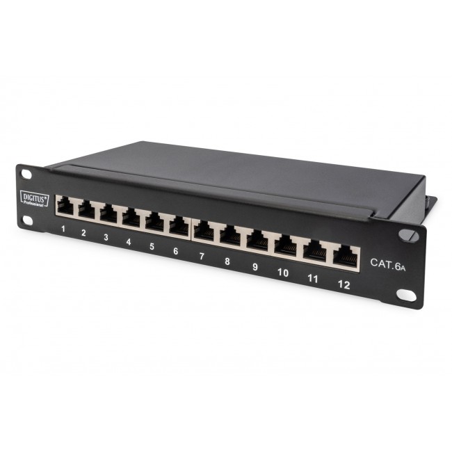 Digitus CAT 6A Patch Panel, shielded, 12-Port, 1HE, 10 Digitus CAT 6A Patch Panel, shielded, 12-Port, 1HE, 10