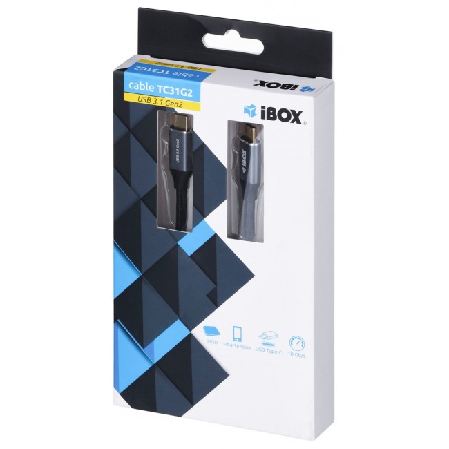 I-BOX USB C/USB C, 1 m USB cable 3.2 Gen 2 (3.1 Gen 2) Black