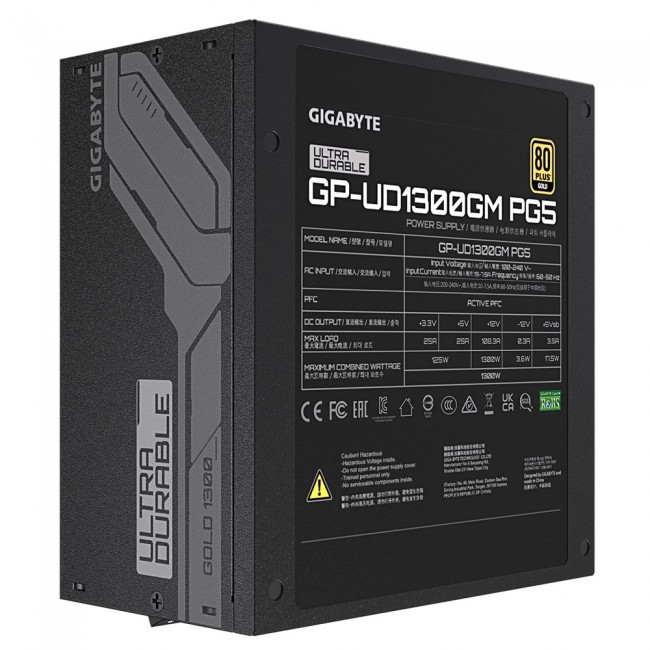 GIGABYTE UD1300GM PG5 power supply unit 1300 W 20+4 pin ATX ATX Black GIGABYTE UD1300GM PG5 power supply unit 1300 W 20+4 pin ATX ATX Black