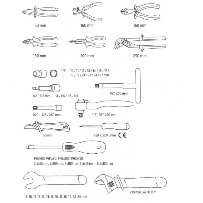 Neo Tools electrician service box 52 pieces in 22