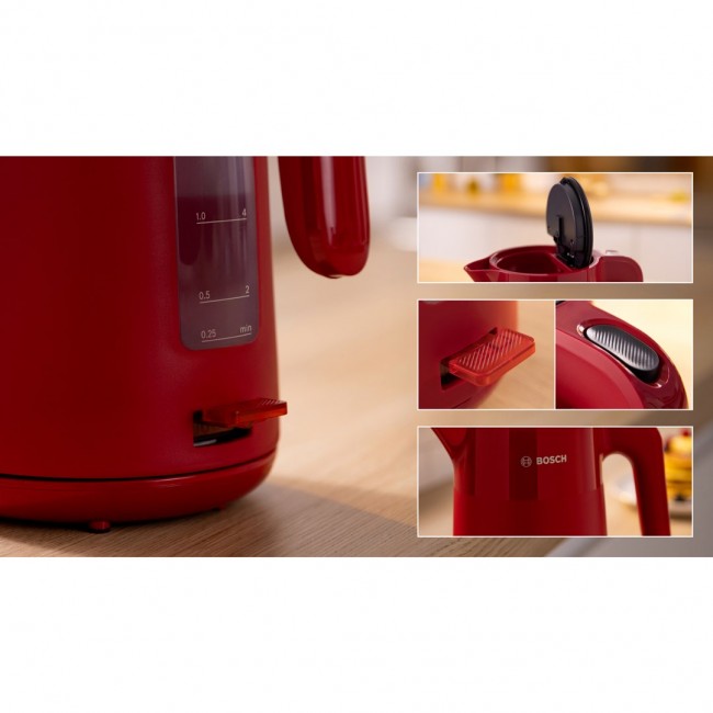 Bosch TWK2M164 electric kettle 1.7 L 2400 W Black, Grey, Red Bosch TWK2M164 electric kettle 1.7 L 2400 W Black, Grey, Red