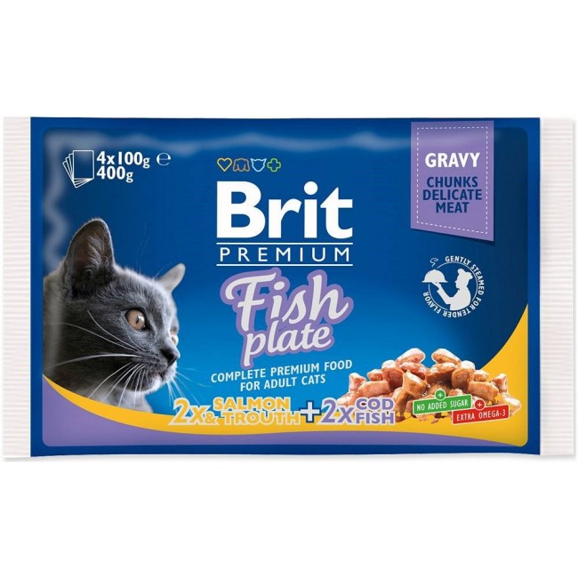 BRIT Premium Cat Fish Plate - wet cat food - 4x100g