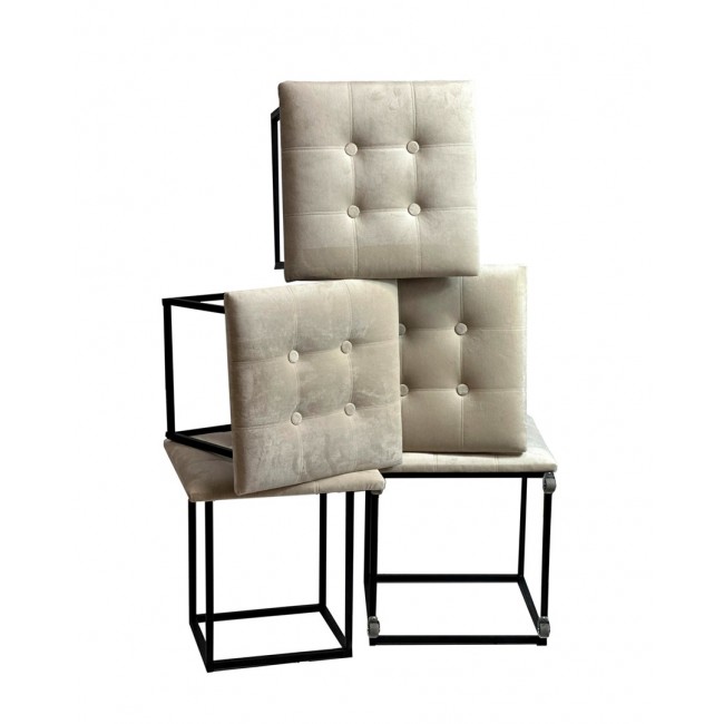 Puff-transformer 5in1 - 5 stools in 1 pouffe cream velvet 2250