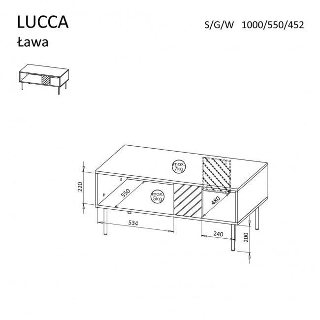 Cama LUCCA bench/table 100x55x46 white