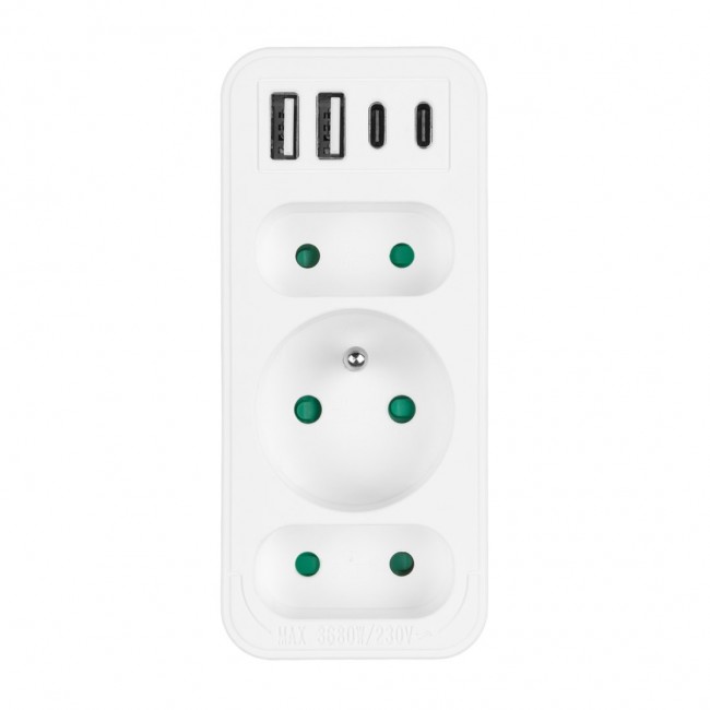 Current socket x3 + 4xUSB Maclean, splitter with 3 sockets, 2xUSB A, 2xUSB C PD 20W, 1x16A + 2x6A, MCE248 F/W Current socket x3 + 4xUSB Maclean, splitter with 3 sockets, 2xUSB A, 2xUSB C PD 20W, 1x16A + 2x6A, MCE248 F/W