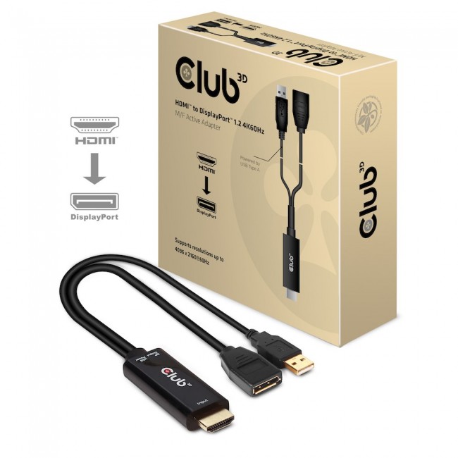 CLUB3D CAC-1331 video cable adapter 0.25 m HDMI DisplayPort Black