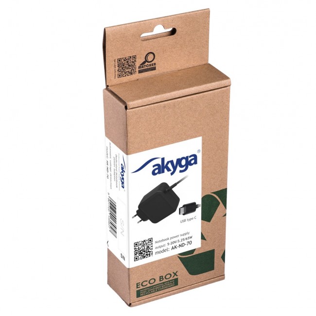 Akyga AK-ND-70 power adapter/inverter Indoor 65 W Black