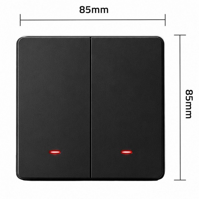 Qoltec 52708 Smart 2-Gang Light Switch | Wi-Fi | Timer | Tuya | Smart life | Black