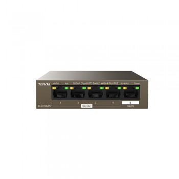 Tenda TEG1105PD network switch Gigabit Ethernet (10/100/1000) Power over Ethernet (PoE) Brown