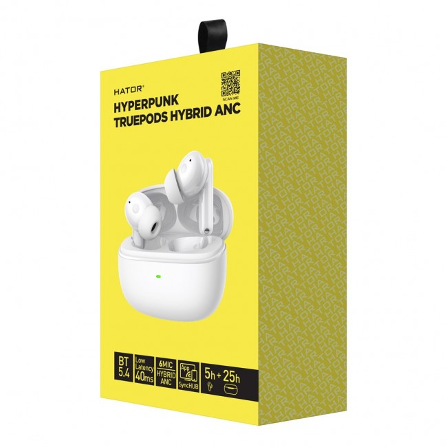 HATOR Hyperpunk Truepods Hybrid ANC Headset True Wireless Stereo (TWS) In-ear Calls/Music Bluetooth White