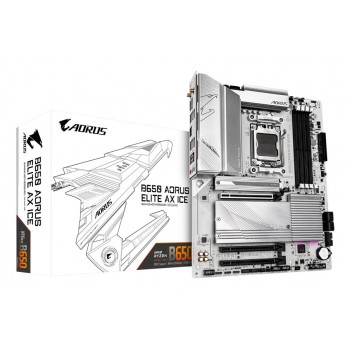 Gigabyte B650 AORUS ELITE AX ICE Motherboard - Supports AMD Ryzen 8000 CPUs, 12+2+2 Phases Digital VRM, up to 8000MHz DDR5 (OC), 1xPCIe 5.0 + 2xPCIe 4.0 M.2, Wi-Fi 6E, 2.5GbE LAN, USB 3.2 Gen 2