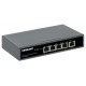 Intellinet 5-Port Gigabit Switch with PoE Passthrough, One IEEE 802.3bt (PoE++ / 4PPoE) PD PoE Port with 95 W Power Input, Four PSE PoE ports, PoE Power Budget up to 65 W, IEEE 802.3at/af Compliant Output, Desktop, Wall-mount Option