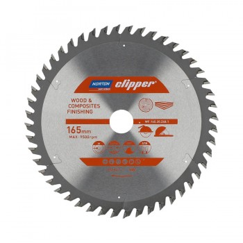 NORTON CIRCULAR SAW BLADE 165mm x 20mm x 48z WOOD & ATB COMPOSITES (2.6 / 1.6)